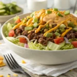 A tasty Big Mac Salad showcasing fresh greens and flavorful toppings.