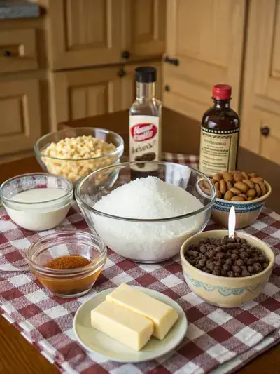 Ingredients for Martha Washington Candy displayed on a kitchen table.