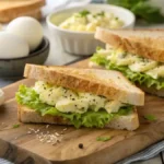 Delicious egg salad sandwich with toasted bread and fresh ingredients.