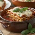 Delicious CROCKPOT LASAGNA with layers of cheese and sauce in a rustic crockpot.