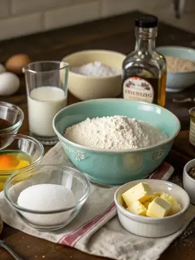 Ingredients for donut sugar displayed on a kitchen table.