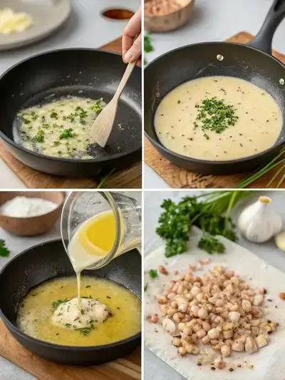 Four-step process of making donut sugar, including mixing ingredients, warming donuts, preparing for coating, and coating donuts.