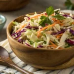 Bowl of colorful KFC coleslaw copycat with fresh vegetables and creamy dressing.